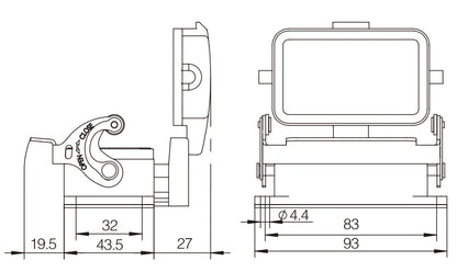 Shells for Equipment Power H10B-ST-CV-1L Heavy Duty Connectors Compact Housing Series Top Entry Protective Hoods