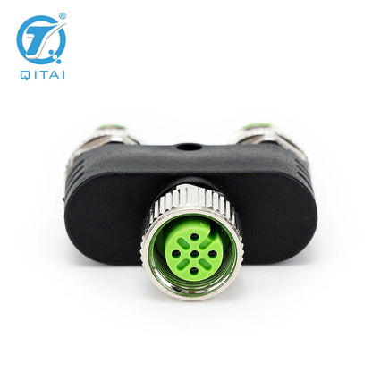QITAI M12-F05 2xM05A Y Splitter Waterproof 5-Pin 2 Male to 1 Female Automotive Signal Sensor Connector Plug