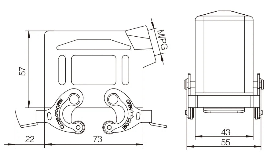 H10B-SK-2L-M20 Industrial Heavy Duty Copper Contact Aluminum Housing Connector Compact Housing Shells Series Top Entry