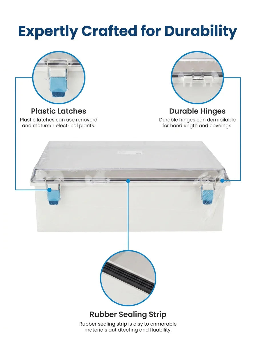 QITAI TE-AT-3546 IP66 Waterproof PC ABS Plastic Enclosure Box Transparent Cover Hinge Latches for Industrial Electrical Junction