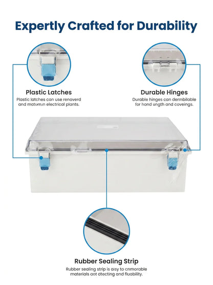 QITAI TE-AT-3546 IP66 Waterproof PC ABS Plastic Enclosure Box Transparent Cover Hinge Latches for Industrial Electrical Junction