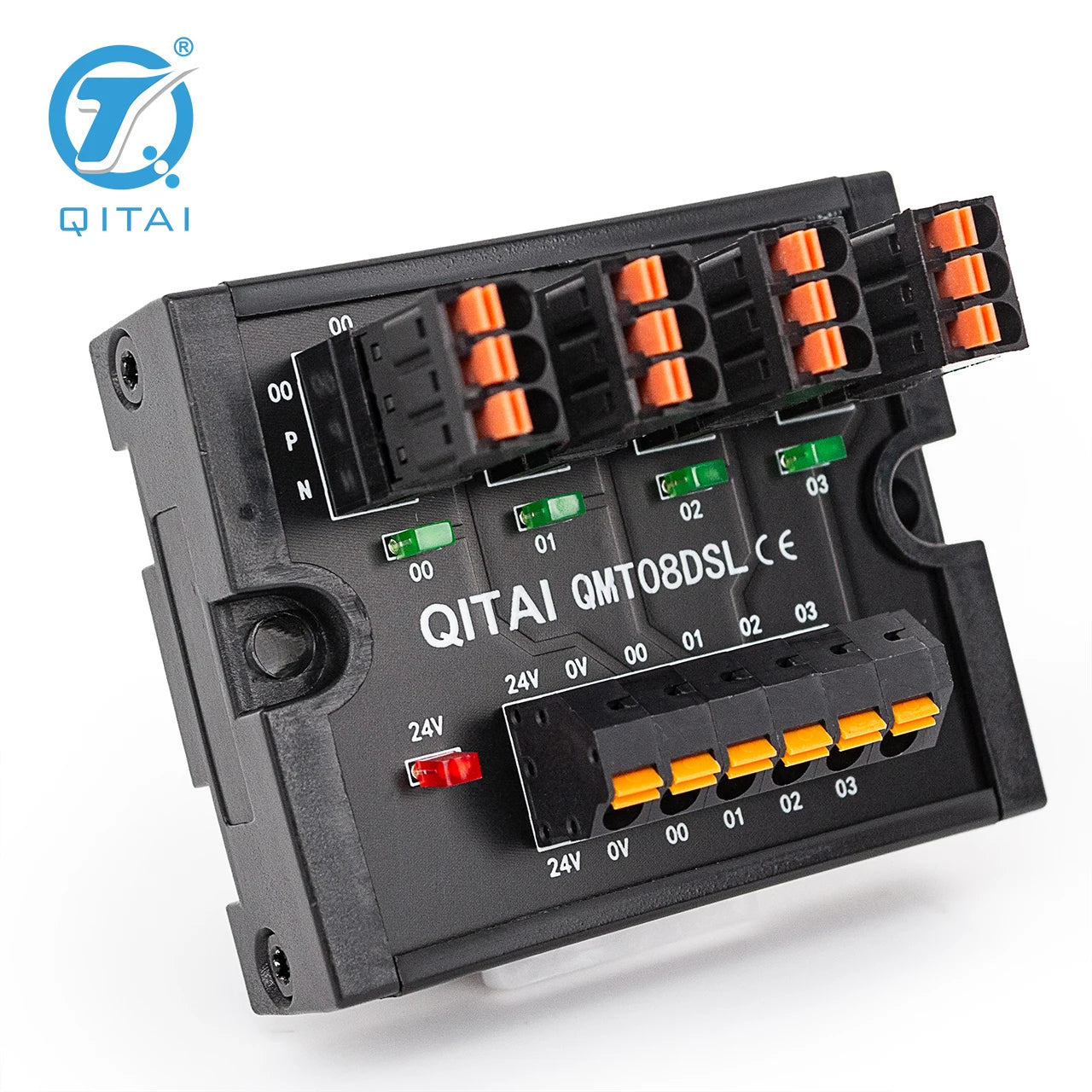 QMT08DSL 4 Bit Input DIN Rail Spring Terminal Block Push-In Connection DC24V 1A PLC Module Connects LED Light Remote