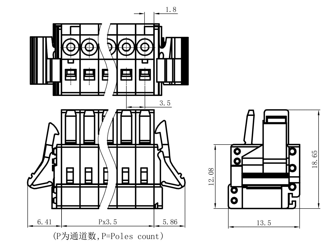 QPN-500T 5.0mm 160-320V 10A PCB Automotive Electrical Components Power Distribution Terminal Block Push-In Connection