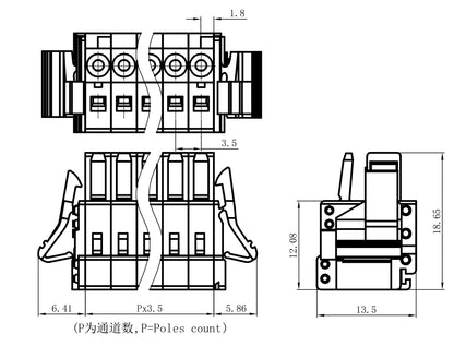 QPN-500T 5.0mm 160-320V 10A PCB Automotive Electrical Components Power Distribution Terminal Block Push-In Connection