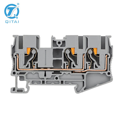 QPT-6/1*2 PT 6-TWIN 6mm² One in Two Out Din Rail 1000V 41A Plug-in Spring Connection Straight Plug Type Terminal Block