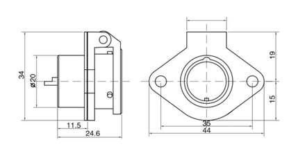 PW20F-3X Industrial Waterproof Electrical Connector Diamond-Type Cable Socket 2-14P Multi Application Power Connector