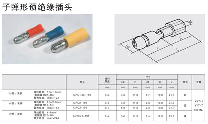 MPD1.25-156 Insulated Electrical Wire Terminals Assorted Crimp Connectors Quick Disconnect Set for Industrial Automation