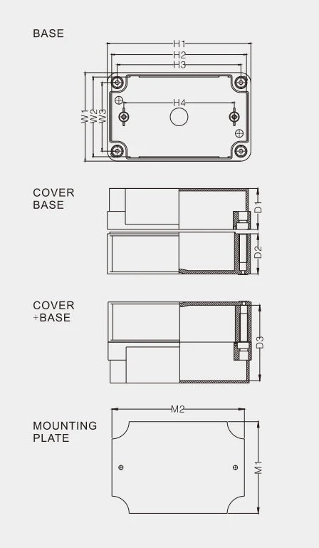 TJ-AG-1725 Customizable IP66 Grey ABS Outdoor Plastic Electronic Waterproof Cable Junction Box Case