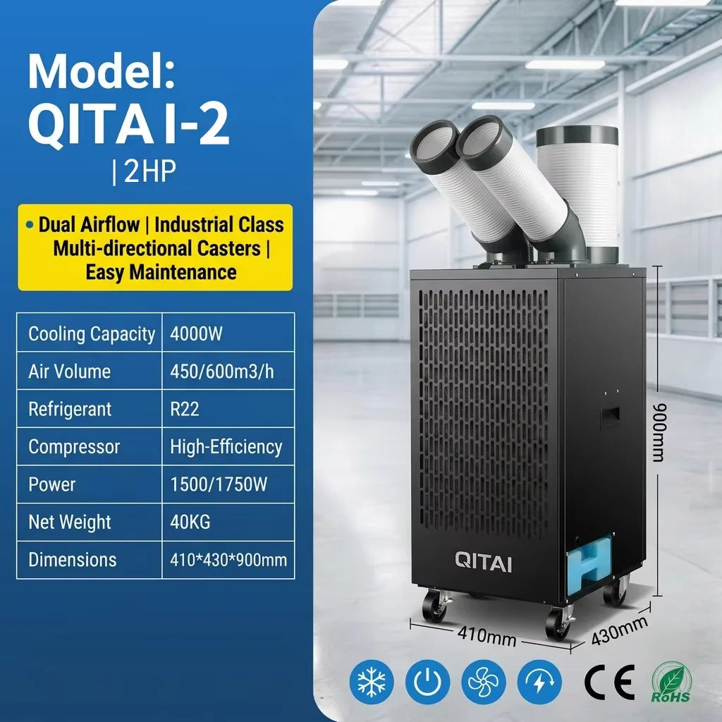 Powerful 2HP 3HP Industrial Portable Air Conditioner Integrated Commercial Spot Cooler for Factory Kitchen Workshop Warehouse