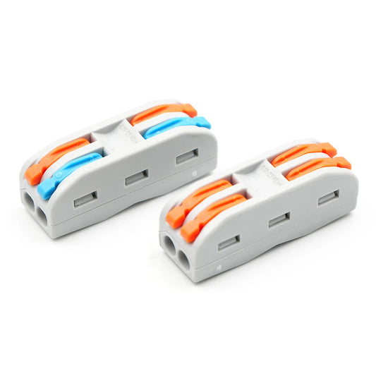 Compact QPCT-2-2 Universal Wire Splitter Terminal Block 2-Pin Copper LED Lamp Push-In Conductor Compact Wiring Cable Power