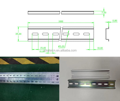TH35-7.5 35mm Wide Conventional Steel Aluminum Control Panel Terminal Block Mounting Base Rail DIN RAIL