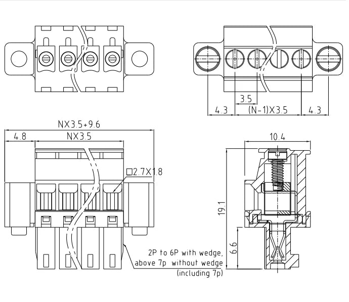 QPRA-350F 3.50mm Pitch Spring Plug PCB Terminal Connector Block for Industrial Automation High Strength Reliable Wiring Solution