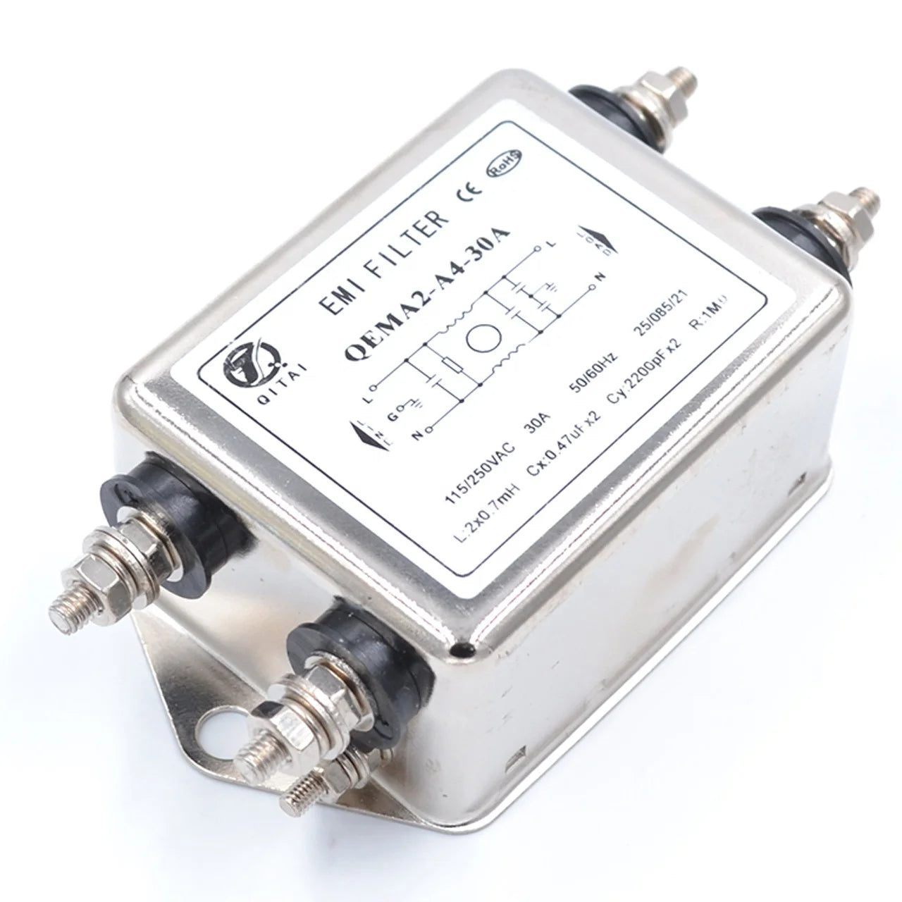 QEMA2-A4-30A Single-Phase 115/250VAC 30A EMC/EMI Power Filter Low Leakage Current Power Line Filter Motor RFI Filter