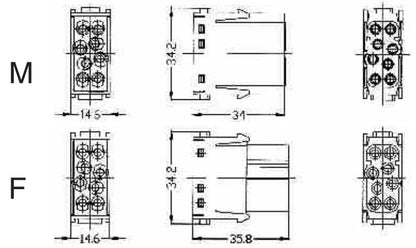 HMEE-008-FC 16A 830V Heavy Duty Connector V0 Female Insert Crimp Terminal for Industrial Electric Communication Equipment