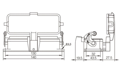 H24B-ST-CV-1L Heavy Duty Industrial Connector Compact Series Top Entry Protective Hoods Alloy Housing Wire Connections