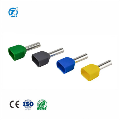 TE Series Crimp Terminal Insulated Twin Cord End Ferrules Tubular Electrics Connector Terminals Tube Pre-Insulating Terminal