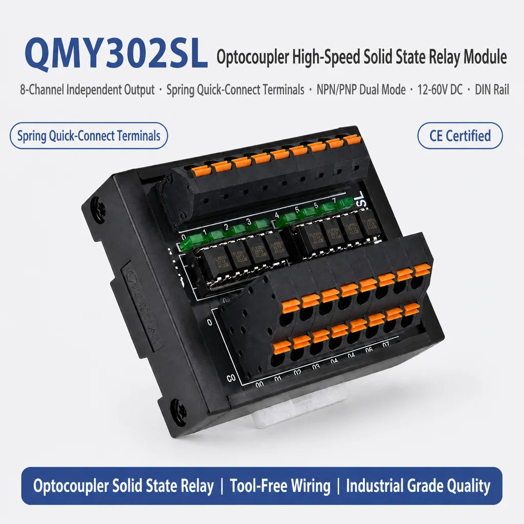 QMY302SL 8 SSR Optocoupler Solid State Relay Module NPN PNP Input 10mA Output 60V Terminal Block for Industrial Control System