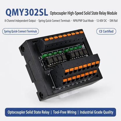 QMY302SL 8 SSR Optocoupler Solid State Relay Module NPN PNP Input 10mA Output 60V Terminal Block for Industrial Control System