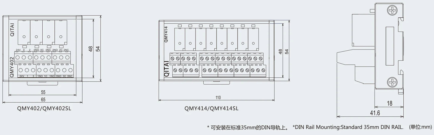 QMY402SL-P 4/8/16/32 Channel DC24V 4 SSR Intermediate Relay Converter Module for PLC Terminal