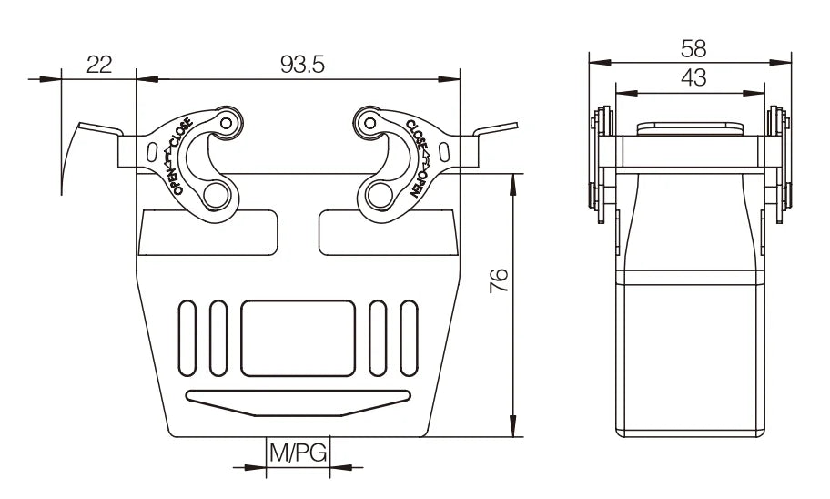 H16B-TKH-2L-M32 Heavy Duty Industrial Connector Compact Series Aluminum Housing Top Entry Protective Hoods