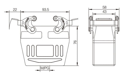 H16B-TKH-2L-M32 Heavy Duty Industrial Connector Compact Series Aluminum Housing Top Entry Protective Hoods