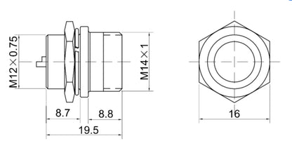 P12F-2B GX12 12mm Circular Aviation Socket Plug Wire Panel Connector 2Pin-7Pin Male Female Nut Type for Power Wire Connections