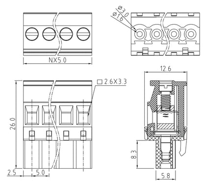 QPRB-500 5.0mm Pitch 2P-24P 300V 15A High Strength Spring Wire Strong Shock Resistance Plug Connector Terminal Blocks PCB