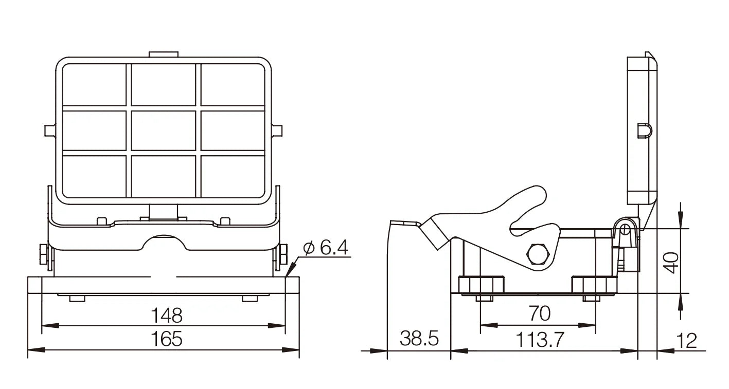 H48B-ST-CV-1L Heavy Duty Connector Compact Series Top Entry Protective Hoods-Plastic & Copper Power/Automotive Use
