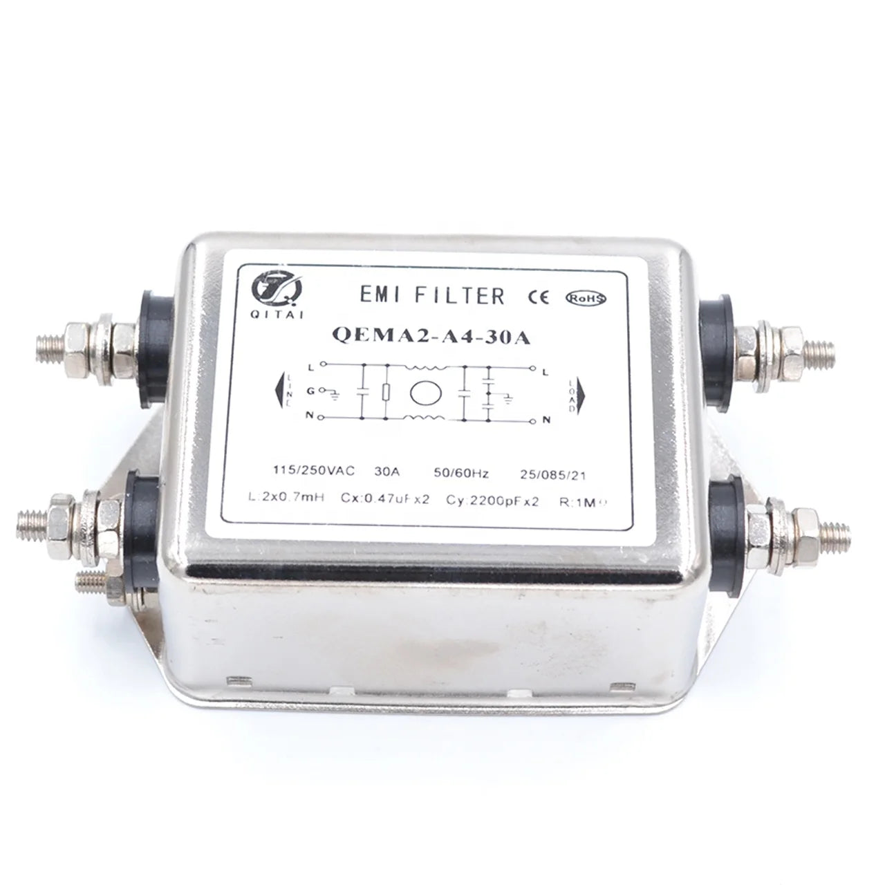 QEMA2-A4-30A Single-Phase 115/250VAC 30A EMC/EMI Power Filter Low Leakage Current Power Line Filter Motor RFI Filter