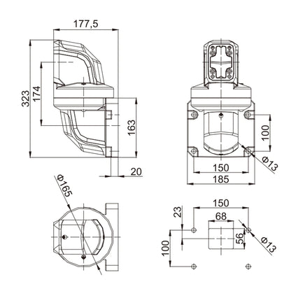 Cantilever Assembly Die-cast Aluminum Alloy Horizontal Rotation 0-320° Box Connectors Control Box Body