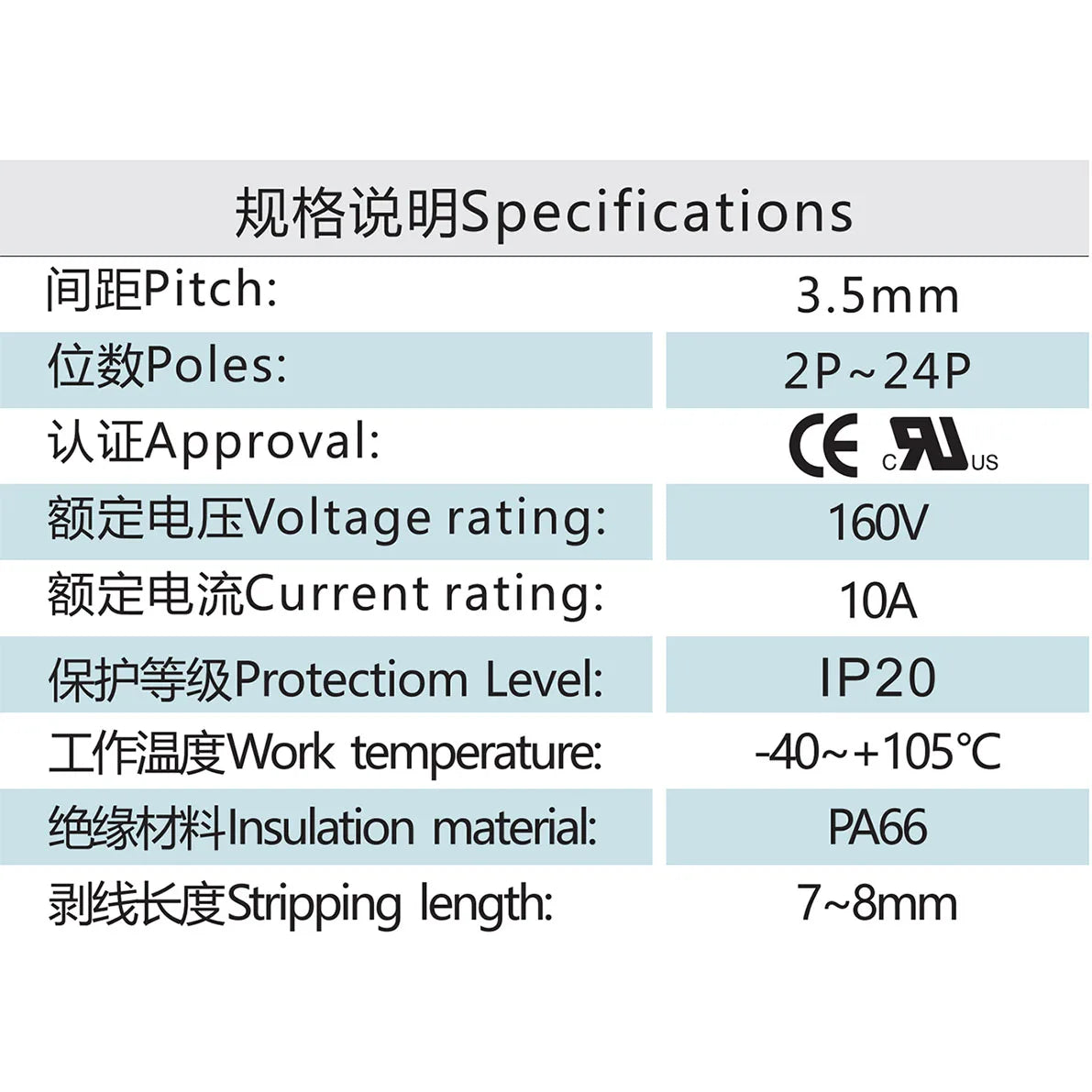 QNS-350  3.5mm Pitch Screwless Spring Plug in Male and Female MCS Terminal Block Cable Connector