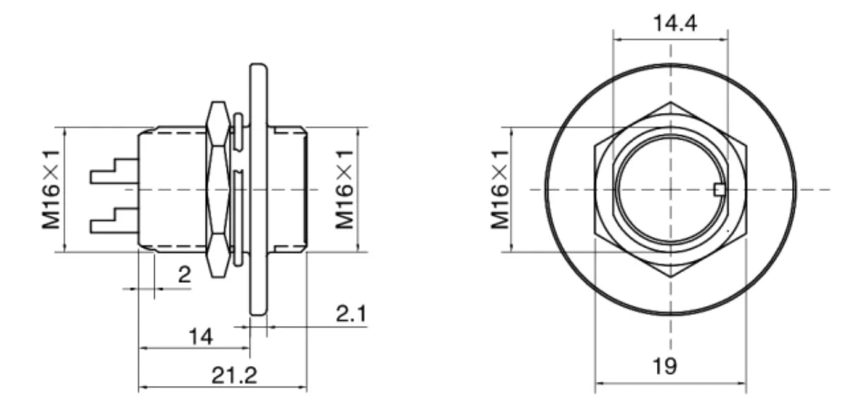 M16-(2-9)E1 Double -Crew-thread Round Plate Socket Connector Receptacle Female Socket Non-Constant Panel Mount Solder Cup