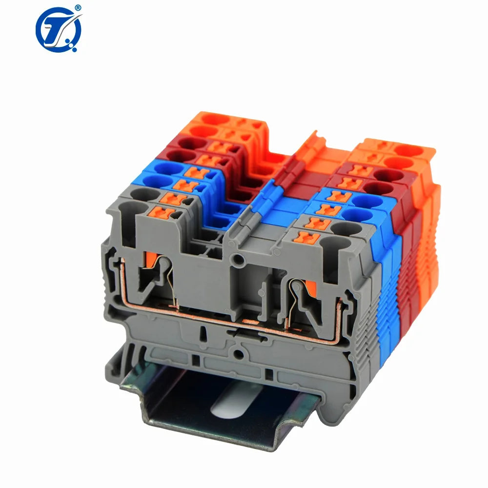 PT2.5 Blue 800V 24A PA66 Din Rail Self-Locking Plug-in Terminal Blocks