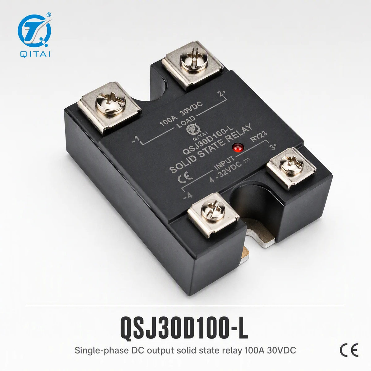 QSJ30D100-L DC Solid State Relay 100A 0-30VDC MOSFET Output Single Phase SSR Opto Isolated Panel Mount for DC Heating