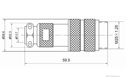 25M-3K Double-notch Socket B Aviation Plug and Socket  2 3 4 5 6 7 8  9 10 11 12 Pin Small Male and Female Connector Hole 25mm