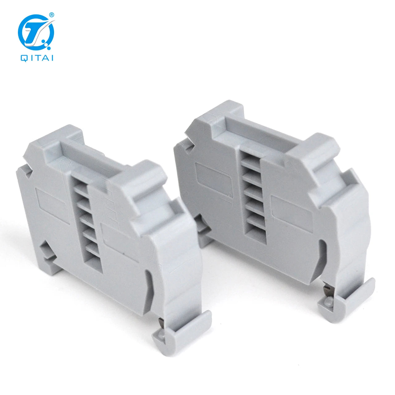QUKJ-2G3 Screwless End Stop End Clamps  35mm Din Rail Gray Fixed Terminal Block End Stopper Clamps Plastic Material