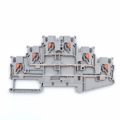 QPT2.5-3L PT 2,5-3L Multi 3 Level Push-in Connection Din Rail Terminal Block Spring 0.14-2.5mm²  500V 20A 3way Three Rows 35