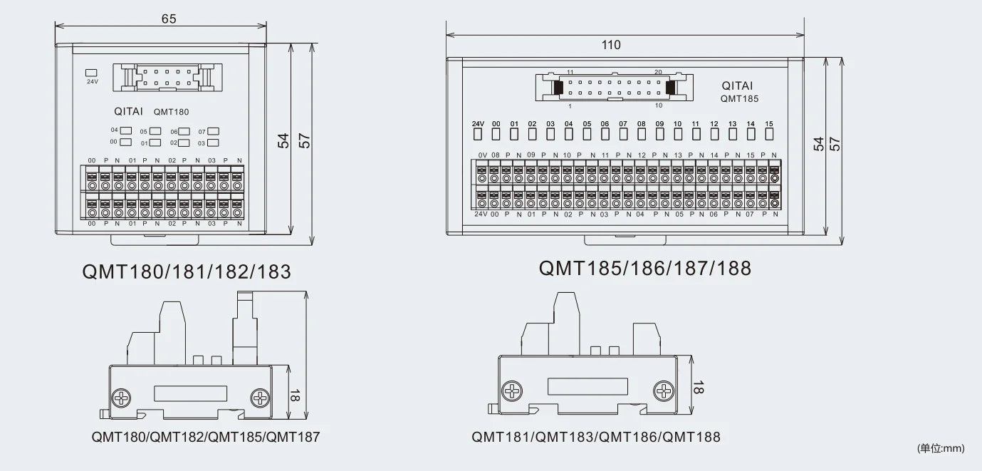 QMT183 DIN Rail Spring Terminal Block NPN/PNP Input/Output Safe Reliable European Push-In Connection Quick-connect Terminals LED