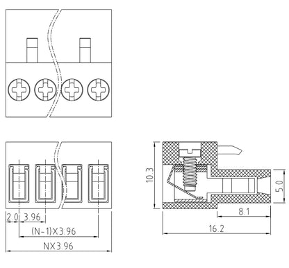 QPVT-3.96 3.96mm Pitch 2P-24P 300v 10A High Strength Spring Wire Strong Shock Resistance Plug Connector Terminal Blocks PCB