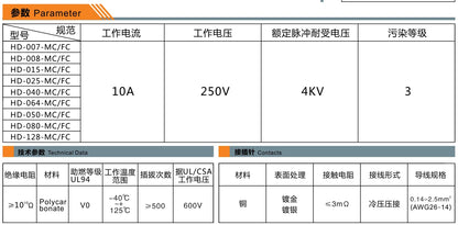 QITAI HD-064-FC 10A 250V Heavy Duty Connector Female Insert Crimp for Industrial Equipment Terminal Blocks