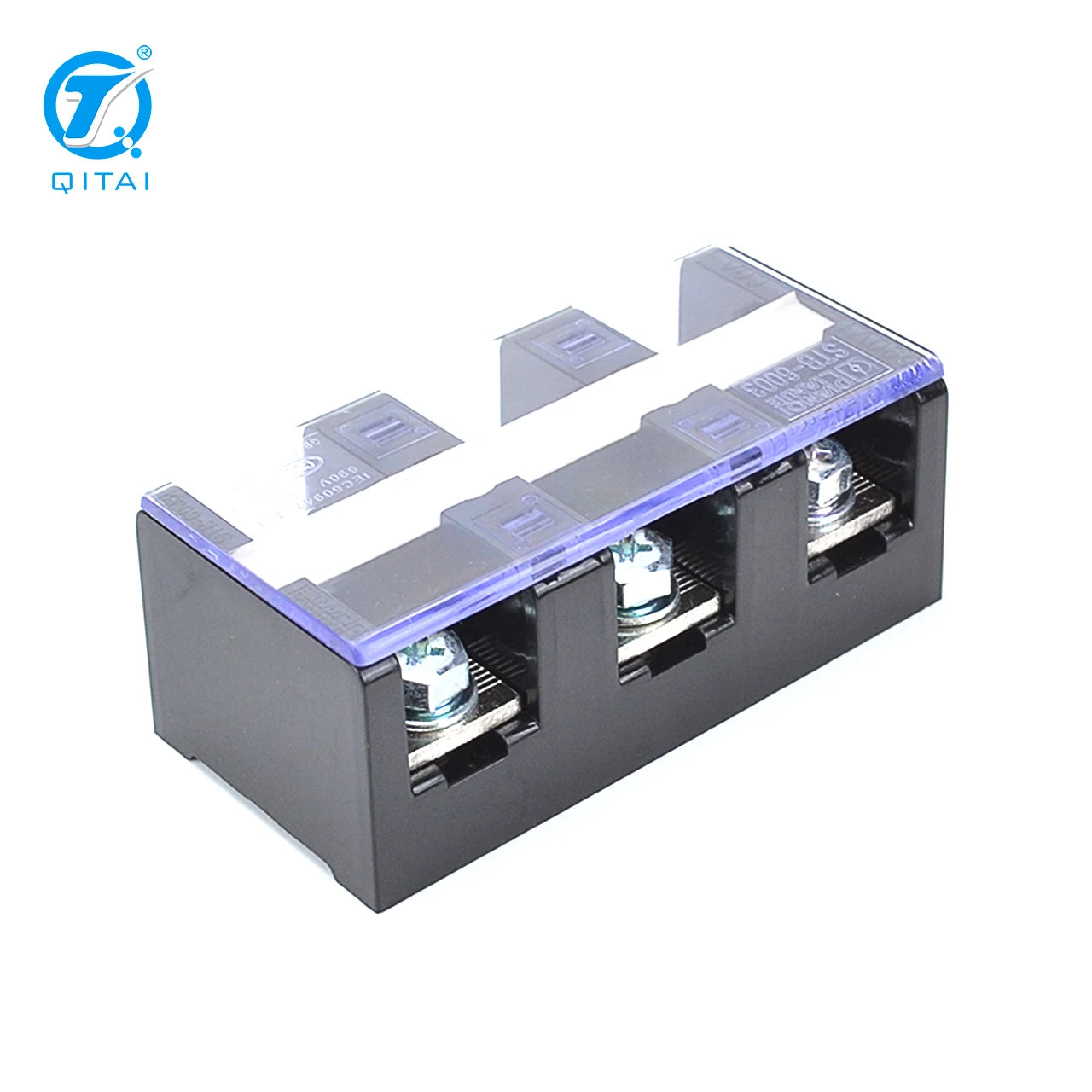 QTB-6003 57A Wire Barrier Block Terminal Strip Easy Installation Professional Brass 3 Bits Fixed Dual Row Terminal Strip