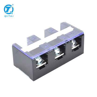 QTB-6003 57A Wire Barrier Block Terminal Strip Easy Installation Professional Brass 3 Bits Fixed Dual Row Terminal Strip