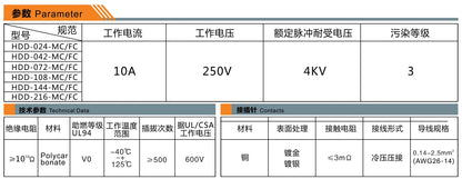HDD-024-FC Copper 10A 250V Heavy Duty Connector HDC Male Insert Crimp Terminal for Industrial Equipment