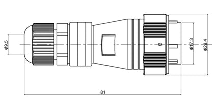 PTC20F-6A PC Pipe Reverse Mounted Straight Plug a Industrial  Connector 2/3/4/5/6/7/8/9/10/12/14 Pin Circular Aviation Connector