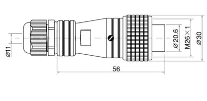 PC24F-10A  PC Pipe Cable Type Backward Installed Plug a 24mm 250V Metal Circular Aviation Connector Waterproof  6/10/12/19 PIN