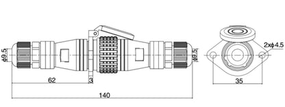 QITAI PW20-2AK Waterproof Male/Female Diamond Joint Industrial Electrical Connector 2-14P Multi Power Wire Connections Microwave