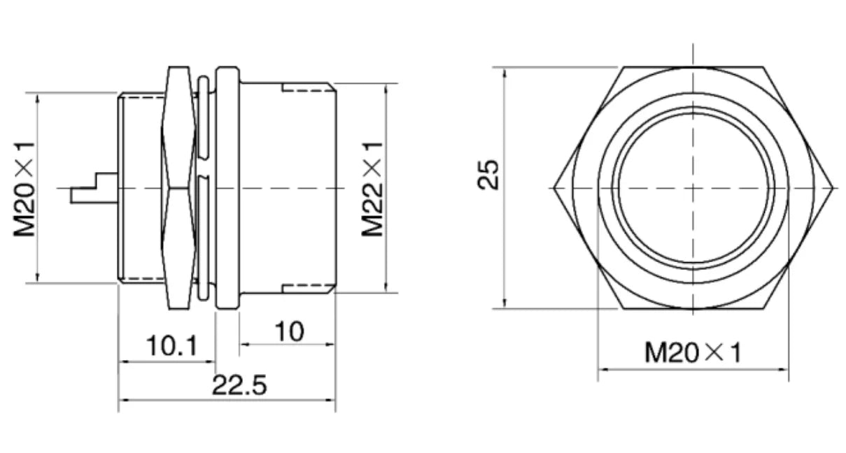 P20F-2B  PC Pipe Cable Type Backward Installed Plug a 20mm 250V Metal Circular Aviation Connector Waterproof  2-14 PIN