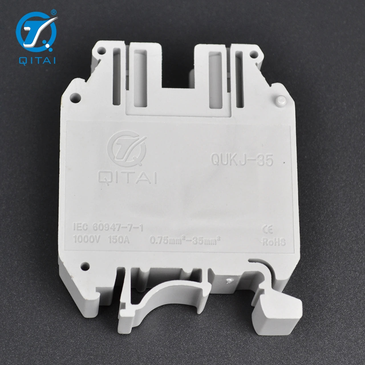 QUKJ-35 Mm² Screw Terminal Block Pa66 1000V/125A Wire Electrical Connector Terminal Block Uk Din Rail Terminal with CE Certify