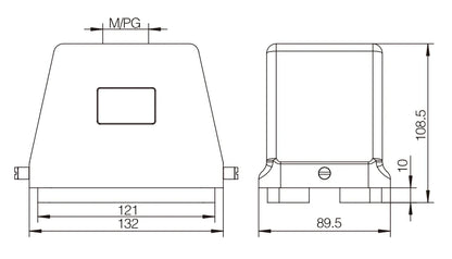 H48B-TK-2B-M32 Heavy Duty Connector Compact Series Top Entry Protective Hoods Plastic & Copper Automotive