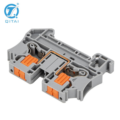 QPTV6 Din Rail Mounted Quick Connect 1000V 41A Single Layer Feed-through 6mm2 Terminal Block